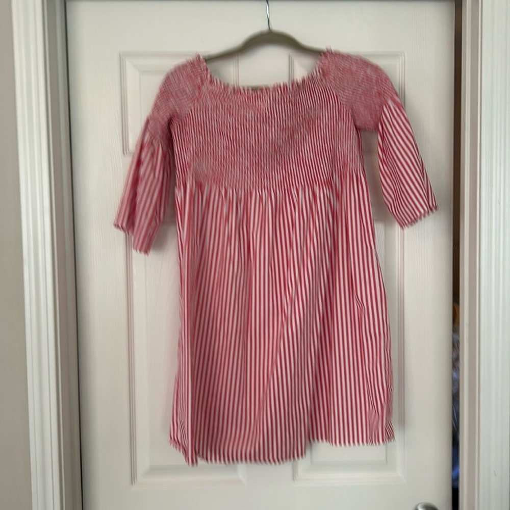 Michael kors red and white pinstriped dress